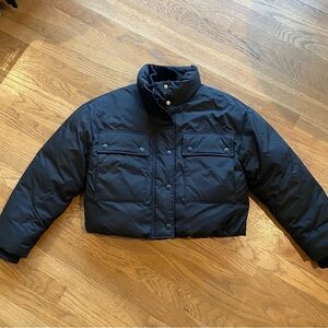 Girls black Crewcuts Daria Black Cropped Puffer Jacket Youth size large